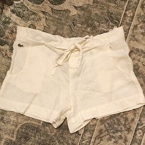 Lacoste Women's White 100% Linen Shorts